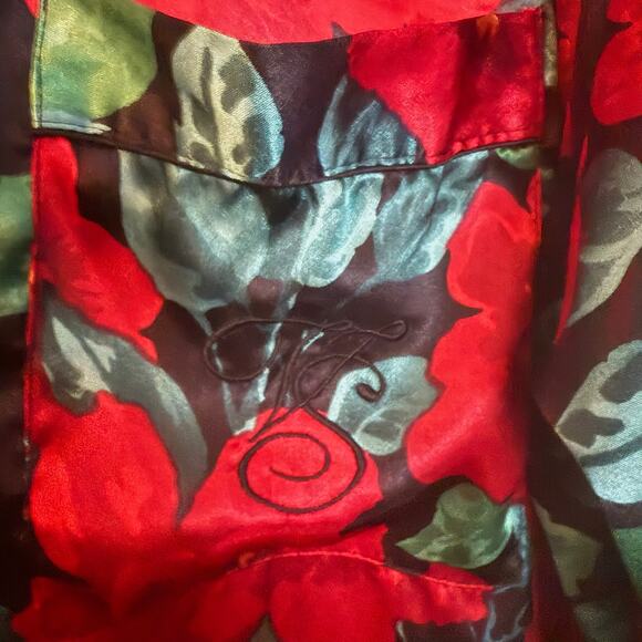 Victoria’s Secret Shirt Women’s Size L Red Gold Label Vintage Polyester Floral - Picture 4 of 6